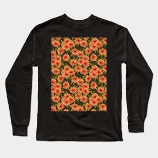 Red Flowers Pattern Long Sleeve T-Shirt